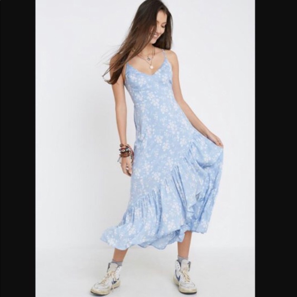 Urban Outfitters Blue Floral Wedding Guest Dress